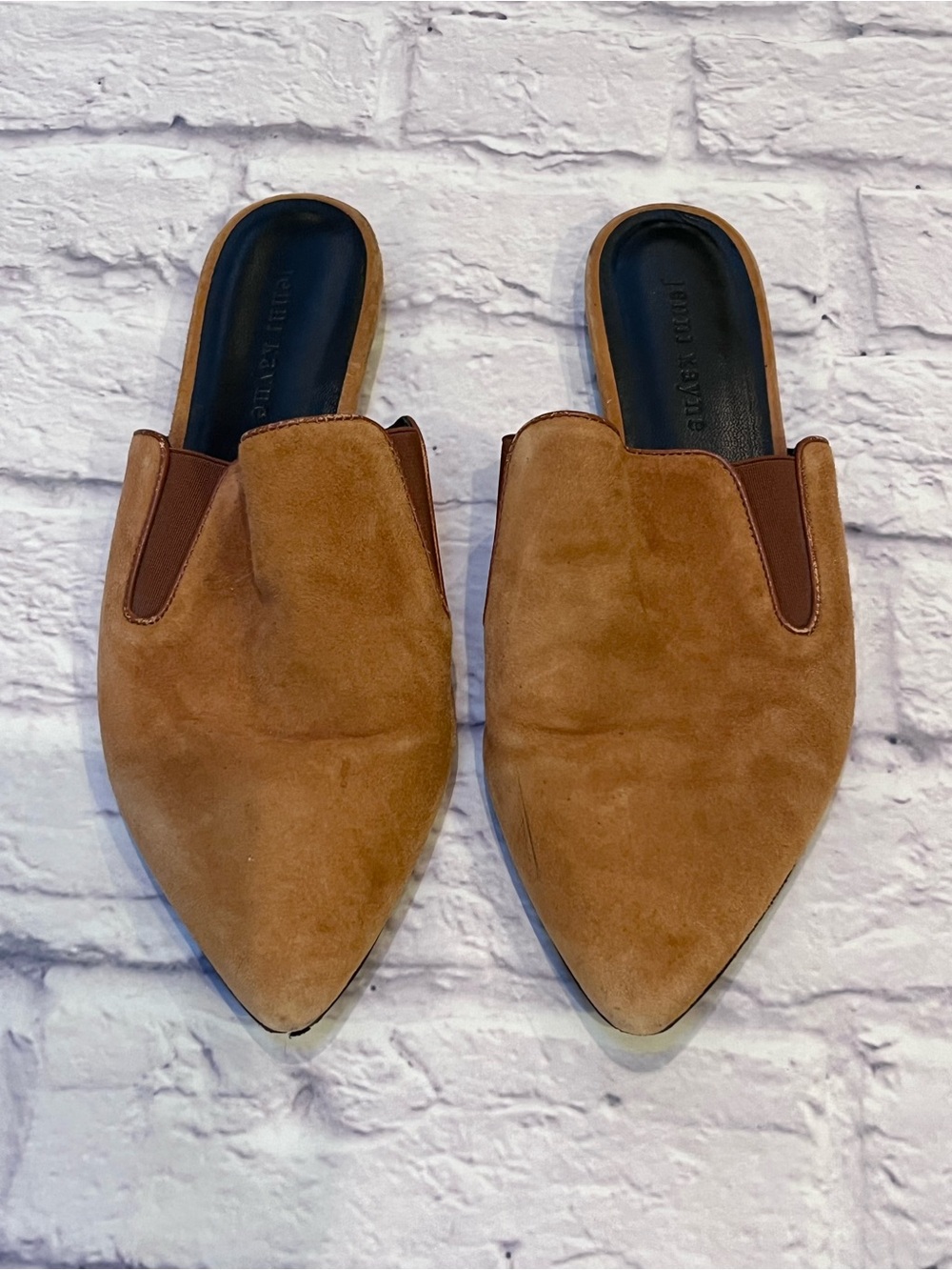 JENNI KAYNE MULE SHOES POINTY SUEDE saddle BROWN - Picture 2 of 6